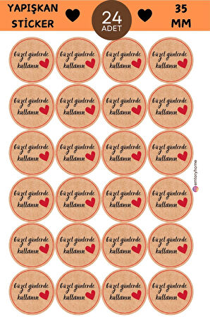 24 Adet - Güzel Günlerde Kullanın Bohem Kraft Sticker - Paketleme Sticker - Kraft Görünümlü Sticker