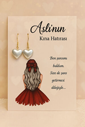 Kalpli Sallantı Küpe 40 Adet  | Kırmızı Elbiseli - Nikah Hediyesi - Kına Hediyesi - Nişan Hediyesi