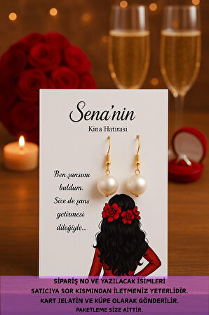 Sallantılı İnci Küpe 40 Adet  | Siyah Saçlı Kız - Nikah Hediyesi - Kına Hediyesi - Nişan Hediyesi