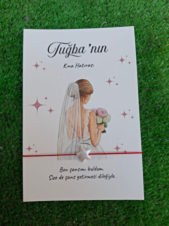 Büyük Yıldızlı Bileklik - 20 Adet - Kına Hediye - Nişan Hediye - Bride to be - Nikah Hediye- Kişisel