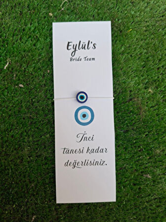 30 Adet Nazar Boncuklu Kartlı Bileklik - Bride to be - Kına Hediyesi - Nikah- Çocuk Mevlid Hediyesi