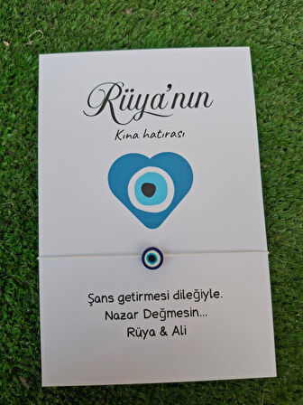Nazar Bileklik - 20 Adet Kişisel Kartlı - Kına Hediye - Mevlid Hediye - Sünnet Hediye - Nişan Hediye