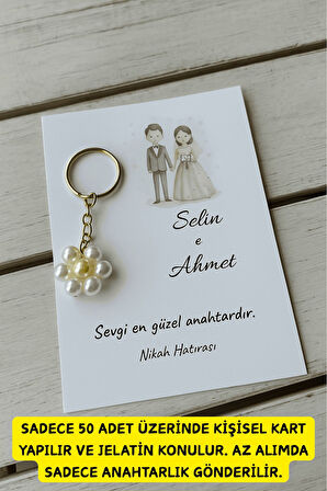 10 Adet Gelin Damat Konsept Papatya Anahtarlık - Kına Hediyesi - Nikah Hediyesi - Nişan Hediyesi
