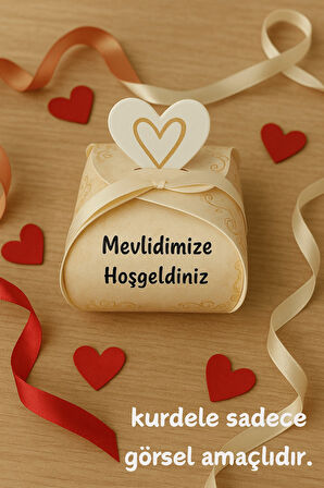 25 Adet Mevlid Kutusu -Lokum Kutusu - Mevlidimize Hoşgeldiniz - Hediye Kutusu - Çikolata Kutusu