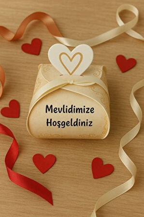 25 Adet Mevlid Kutusu -Lokum Kutusu - Mevlidimize Hoşgeldiniz - Hediye Kutusu - Çikolata Kutusu