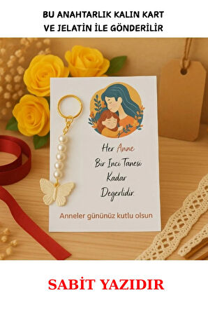 10 Adet Kelebek Anahtarlık ve Anneler Günü Kartı - Anneler Günü Hediyesi - Jelatinle gönderilir.