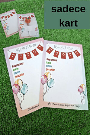 10 Adet | 23 Nisan Hediye Kartı - Lollipop Kartı - 23 Nisan Tebrik Kartı - Özel Kesimli Boş Kart