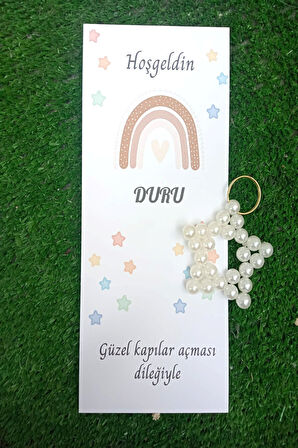 30 Adet Uzun Kartlı İnci Anahtarlık - Doğum Günü Hediyelik - 6 Ay Kına Hediyesi - Mevlid Hediye