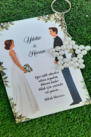 30 Adet Wedding Design İnci Yıldız Anahtarlık - Nikah Hatırası - Nikah Hediyeliği 