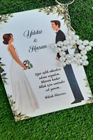 30 Adet Wedding Design İnci Yıldız Anahtarlık - Nikah Hatırası - Nikah Hediyeliği 