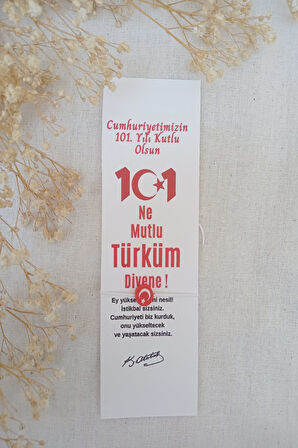 5 Adet 101.Yıl Türk Bayrağı Bileklik & Kitap Ayracı - 29 Ekim Cumhuriyet Bayramı Hediye - Jelatinli 