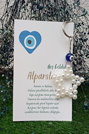 15 Adet Nazar Boncuklu İnci Yıldız Anahtarlık - Mevlid Hediyesi - Doğum Günü Hediyesi - Kişiye Özel