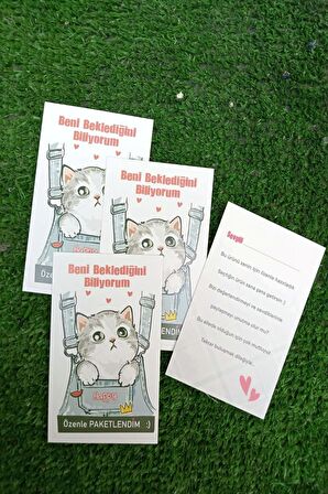 100 Happy Cat Teşekkür Kartı - Kedili Teşekkür Kartı - Not Kartı - Paketleme Kartı - Hediye Kartı