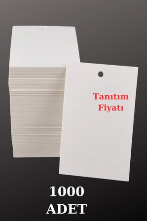 1000 Adet Karton Fiyat Marka Etiketi 5x9 cm 4 mm Orta Ip Gecme Yeri - Paketleme Kartı