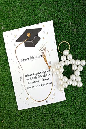 5 Adet İnci Anahtarlık Mezuniyet Hediyesi - Okul Hediyesi - Yıl Sonu Hediyesi - Öğrenci Hediyesi