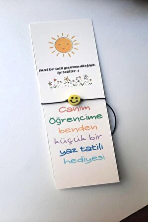 Okul Yaz Tatili Hediyesi - 10 Adet Ayraç ve Bileklik - Emoji Bileklik - Okul Hediyesi - Karne Hediye