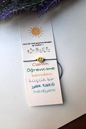 Okul Yaz Tatili Hediyesi - 10 Adet Ayraç ve Bileklik - Emoji Bileklik - Okul Hediyesi - Karne Hediye