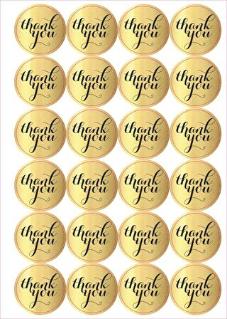 Gold Thank You Sticker - Gold Teşekkürler Sticker - Gold Sticker - Paketleme Sticker