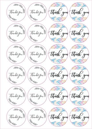 Thank You Flower Sticker - Teşekkür Sticker - Paketleme Sticker - Handmade Sticker