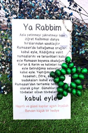 5 Adet Kartlı Jelatinli Yeşil Yıldız Anahtarlık- Ramazan Hediyesi - Ramazan Hediyelik 