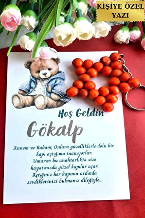 30 Adet Ayıcıklı Ahşap Yıldız Anahtarlık - Bebek Mevlid Hediyesi - Diş Hediye - Bebek Hediye