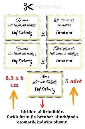 50 Adet Kişiye Özel 8x6 Kuşe Kart - Hediye Paketi - Hediye Kartı - Tebrik Kartı