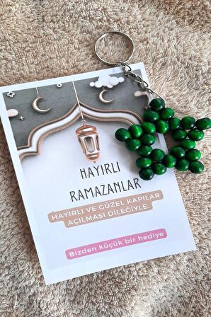 5 Adet Yeşil Yıldız Anahtarlık - Ramazan Hediyesi - Konsept Hediye