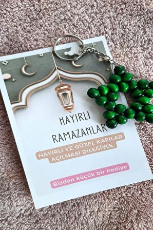 5 Adet Yeşil Yıldız Anahtarlık - Ramazan Hediyesi - Konsept Hediye