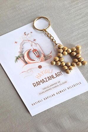5 Adet Gold Yaldızlı Anahtarlık - Ramazan Hediyesi - Konsept Hediye