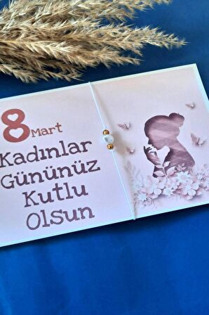 5 Adet | Kadınlar Günü Kartlı İnci Beyaz Bileklik - Kadınlar Günü Hediyesi