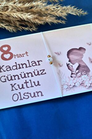 5 Adet | Kadınlar Günü Kartlı İnci Beyaz Bileklik - Kadınlar Günü Hediyesi
