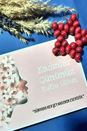 5 Adet Kırmızı Kadınlar Günü Hediyelik Anahtarlık - Kadınlar Günü Hediyesi