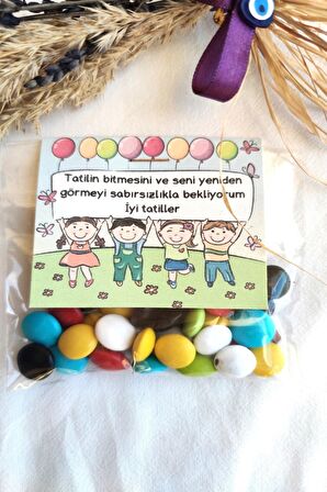 10 Adet İyi Tatiller Yazılı Draje Hediyelik - Okul Hediyesi - Sömestr Hediye