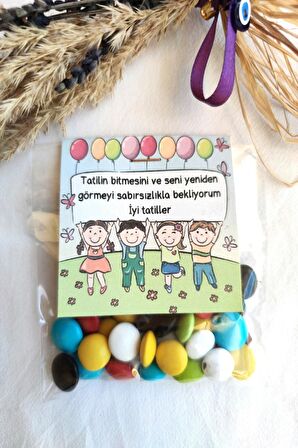 10 Adet İyi Tatiller Yazılı Draje Hediyelik - Okul Hediyesi - Sömestr Hediye