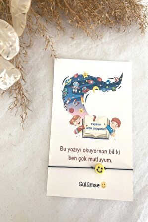 10 Adet Yaşasın Artık Okuyorum - Emoji Bileklik Hediye - Okul Karne Hediyesi - Jelatinli