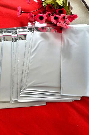 Gümüş Janjanlı 10 Adet Hediye Paketi - Yapışkanlı - 12 x 17 cm