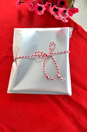 Gümüş Janjanlı 10 Adet Hediye Paketi - Yapışkanlı - 12 x 17 cm