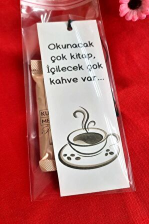 10 Adet Püsküllü Kitap Ayracı & Türk Kahvesi Hediyelik - Konsept Hediye 