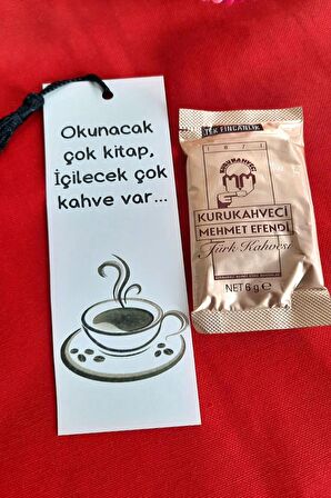 10 Adet Püsküllü Kitap Ayracı & Türk Kahvesi Hediyelik - Konsept Hediye 