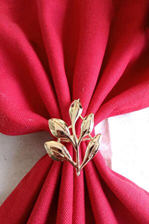 6 Adet Gold Sarmaşık Metal Peçete Halkası - Napkin Ring - Table Decor