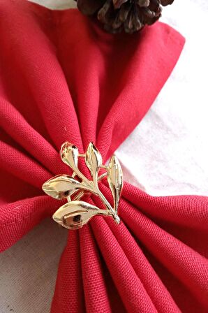 6 Adet Gold Sarmaşık Metal Peçete Halkası - Napkin Ring - Table Decor