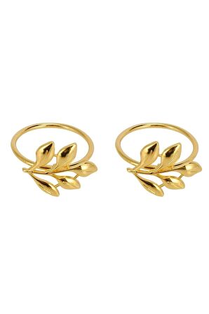 6 Adet Gold Sarmaşık Metal Peçete Halkası - Napkin Ring