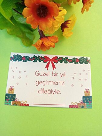  30 Adet Lux Kalın Kuşe Yılbaşı Tebrik Kartı - Mutlu Yıllar - Paketleme Kartı 8x5cm (M11)