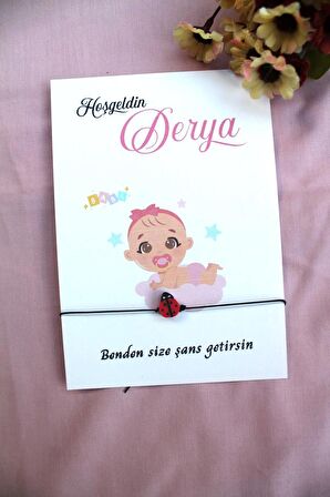 40 Adet Bebek Hediyelik Uğur Böcekli Şans Bilekliği - Mevlid Hediyesi - Baby Shower