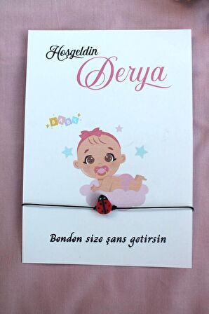 40 Adet Bebek Hediyelik Uğur Böcekli Şans Bilekliği - Mevlid Hediyesi - Baby Shower