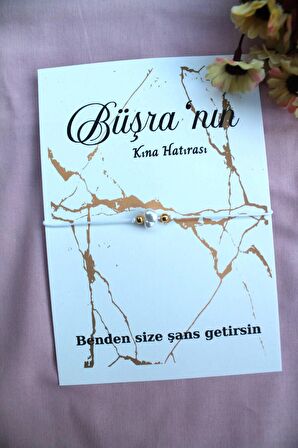 40 Adet Kişiye Özel Kartlı Şans Bilekliği - Kına Hediyesi - Nikah Hediye - Söz Hediye