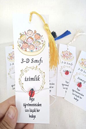 40 Adet Püsküllü Kitap Ayracı ve Uğur Böcekli Bileklik - (İSİM KISMI BOŞ GÖNDERİLİR.)