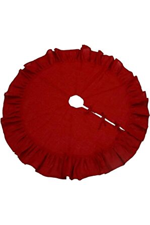 Kırmızı Pileli Yılbaşı Ağaç Altı Örtü 100 cm 
