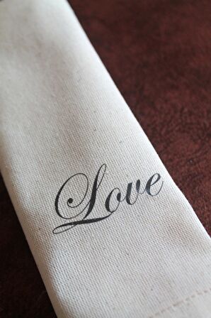 12 Adet Love Naturel Keten Servis Sunum Peçetesi