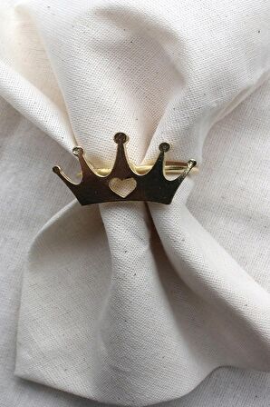 6 Adet Dekoratif Gold Queen Peçete Halkası - Napkin Ring